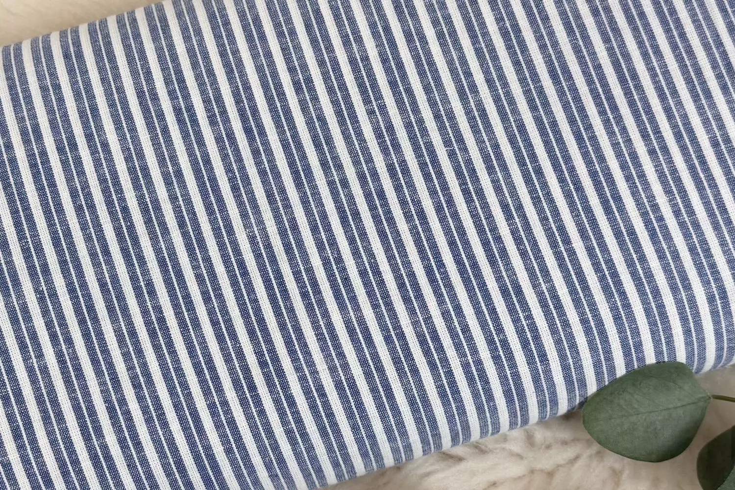 Leinen Baumwoll Stoff - Streifen Muster in anthrazit, beige, jeansblau - Öko-Tex-100 – Bild 4