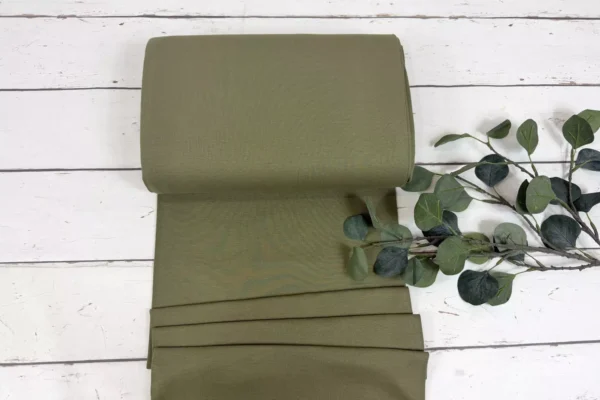 Bündchen Stoff - Uni hellolivgrün - 35cm Schlauchware Öko-Tex-100