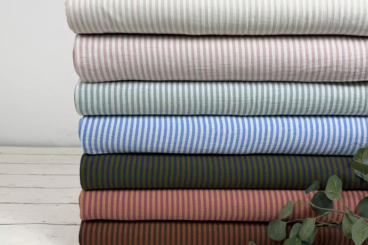 Musselin Stoff gemustert mit Streifen Double Face