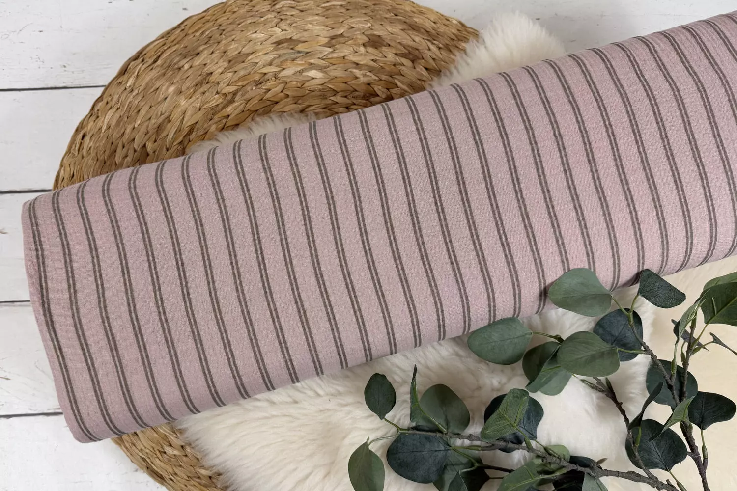 Musselin Stoff - Streifen in weiß, natur, mint, rosa Öko-tex-100 – Bild 4