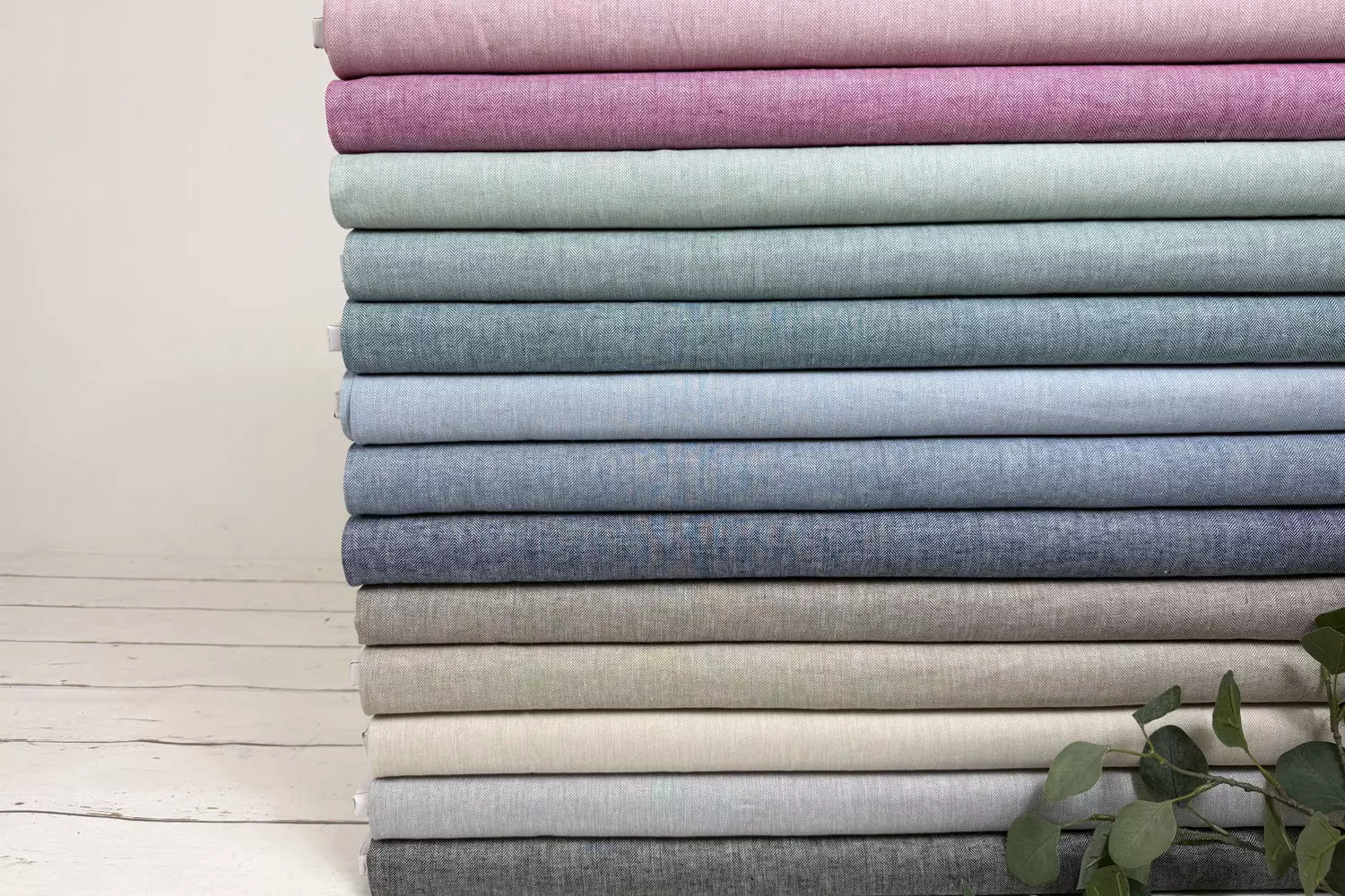 Leinen Stoff Mix Paul Swafing mit Fischgräten Muster