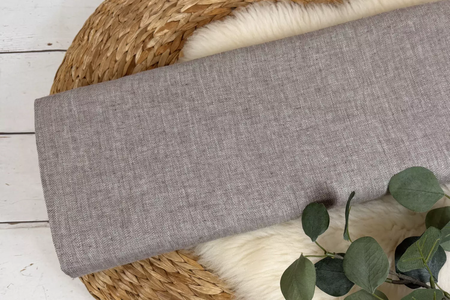 Leinen Stoff Mix Paul Swafing mit Fischgräten Struktur Muster in verschiedenen Farben - Öko-Tex-100 – Bild 7