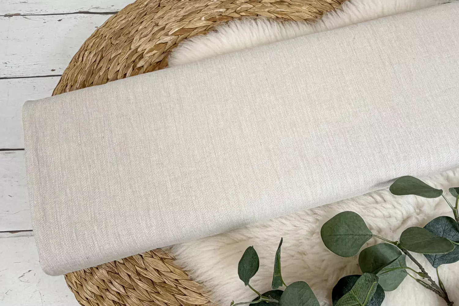 Leinen Stoff Mix Paul Swafing mit Fischgräten Struktur Muster in verschiedenen Farben - Öko-Tex-100 – Bild 5