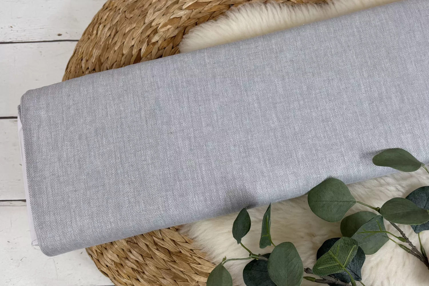 Leinen Stoff Mix Paul Swafing mit Fischgräten Struktur Muster in verschiedenen Farben - Öko-Tex-100 – Bild 4