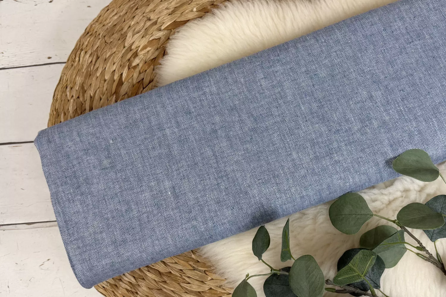 Leinen Stoff Mix Paul Swafing mit Fischgräten Struktur Muster in verschiedenen Farben - Öko-Tex-100 – Bild 9