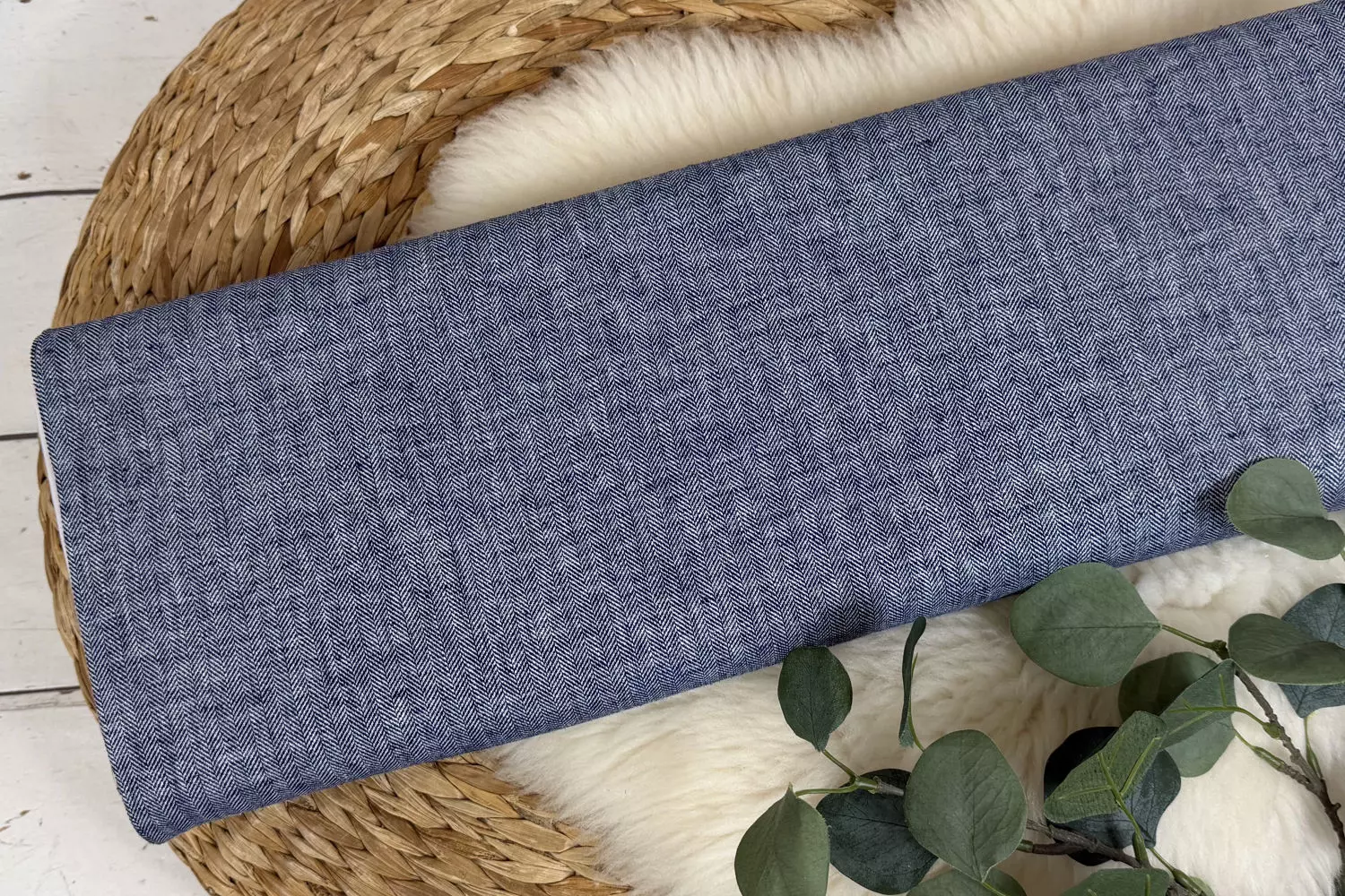 Leinen Stoff Mix Paul Swafing mit Fischgräten Struktur Muster in verschiedenen Farben - Öko-Tex-100 – Bild 8