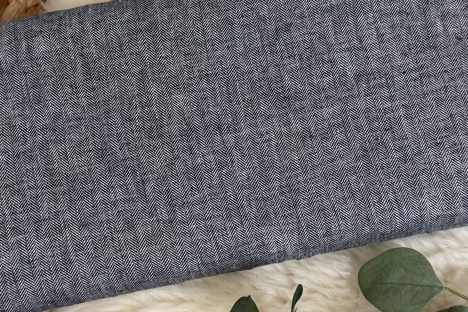 Leinen Stoff Mix Paul Swafing mit Fischgräten Struktur Muster in verschiedenen Farben - Öko-Tex-100 – Bild 3
