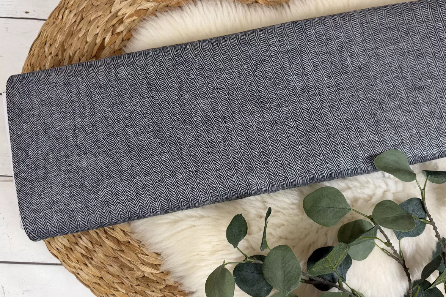 Leinen Stoff Mix Paul Swafing mit Fischgräten Struktur Muster in verschiedenen Farben - Öko-Tex-100 – Bild 2